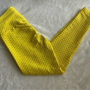 Yellow Textured Leggings